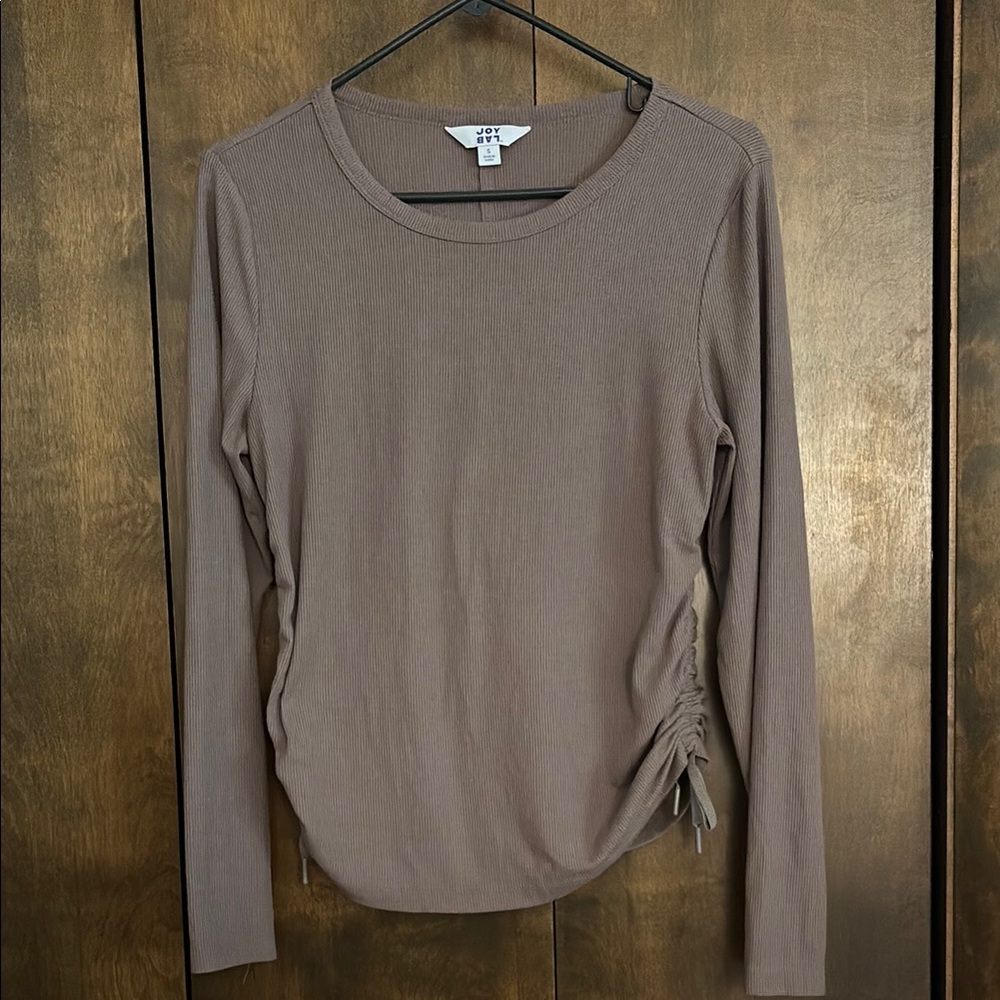 H&M Fitted Brown Ruched Blouse